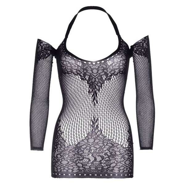 TWIST HALTER ČIPKASTA MINI OBLEKA ENA VELIKOST