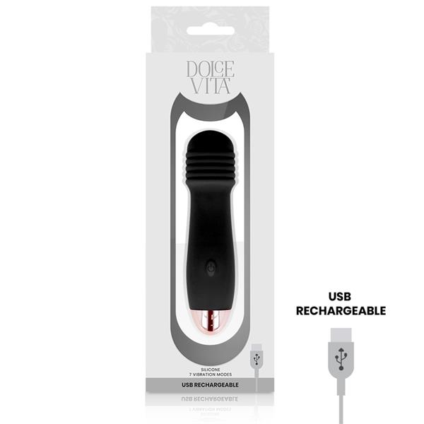 RECHARGEABLE VIBRATOR THREE BLACK 7 SPEED