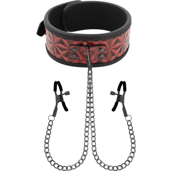 RED EDITION COLLAR WITH NIPPLE CLAMPS WITH NEOPRENE LINING