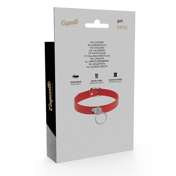 RDEČA VEGANSKA KOŽNA OVRATNICA ŽENSKI FETIŠ DODATEK