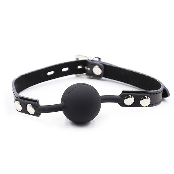 SILICONE BALL GAG WITH LEATHER BELT (PADLOCK INCLUDED)