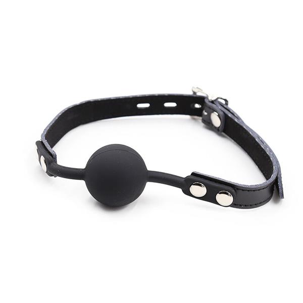 SILICONE BALL GAG WITH LEATHER BELT (PADLOCK INCLUDED)