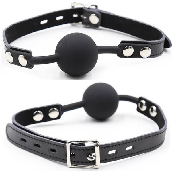 SILICONE BALL GAG WITH LEATHER BELT (PADLOCK INCLUDED)