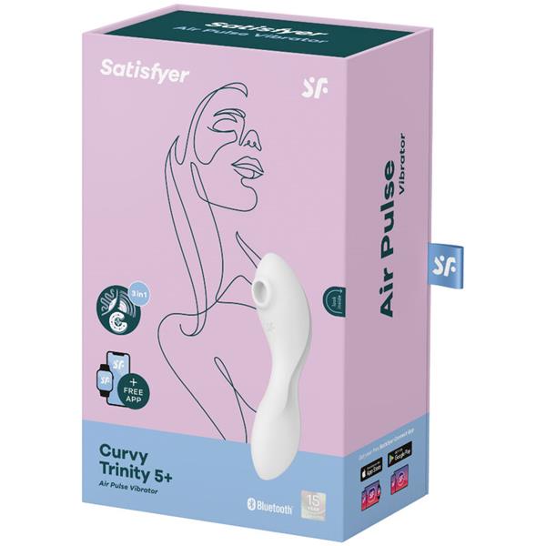 CURVY TRINITY 5 AIR PULSE STIMULATOR & VIBRATOR APP WHITE