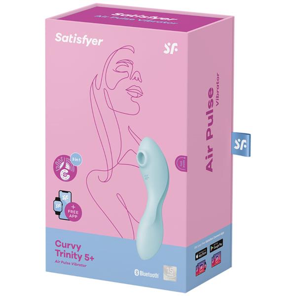 CURVY TRINITY 5 AIR PULSE STIMULATOR & VIBRATOR APP WHITE