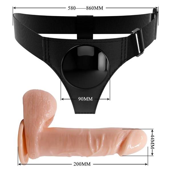 HARNESS BRIEFS UNIVERSAL HARNESS WITH DILDO TOM 20 CM NATURAL