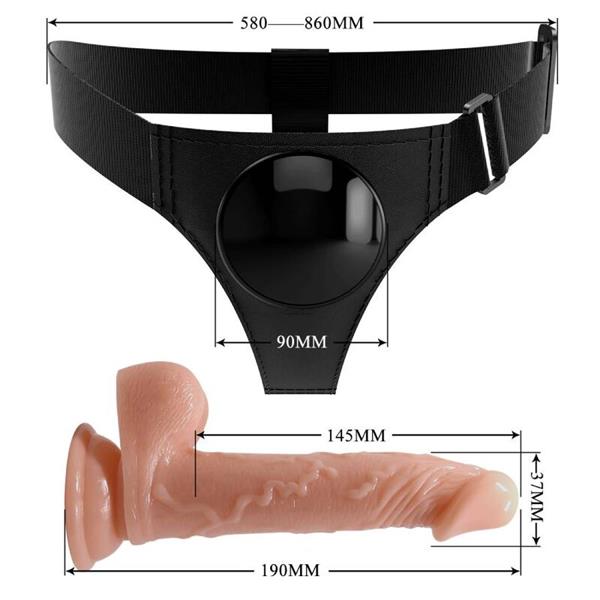 HARNESS BRIEFS UNIVERSAL HARNESS WITH DILDO KEVIN 19 CM NATURAL