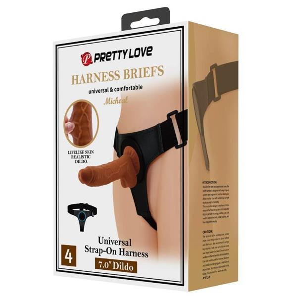 HARNESS BRIEFS UNIVERSAL HARNESS WITH DILDO MICHEAL 20 CM BLACK