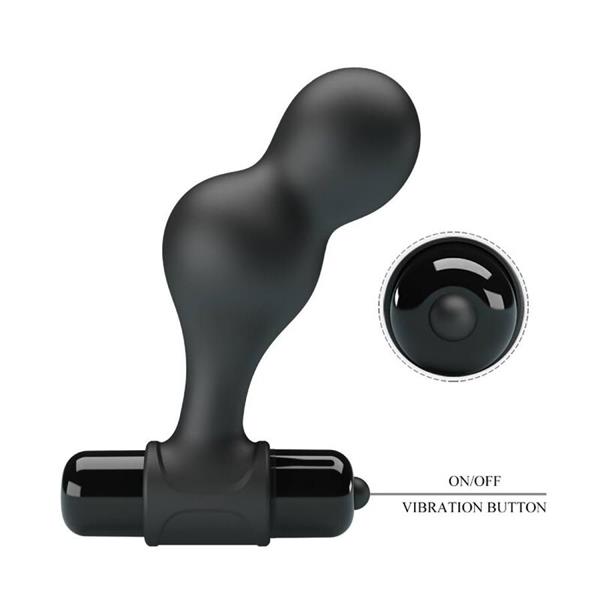 BLACK SILICONE VIBRATOR ANAL PLUG