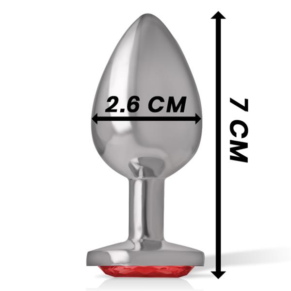 ALUMINUM METAL ANAL PLUG WITH RED CRYSTAL SIZE S