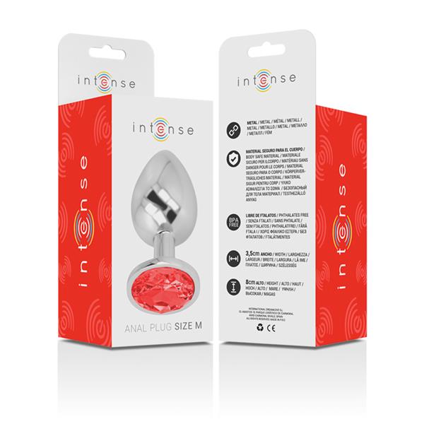 METAL ANAL PLUG WITH RED CRYSTAL SIZE M