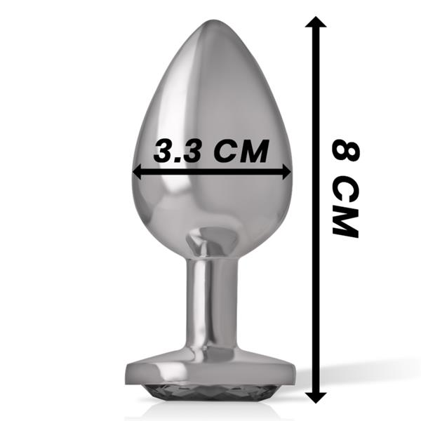 ALUMINIUM METALNI ANALNI PLUG S CRNIM STAKLOM VELIČINA M