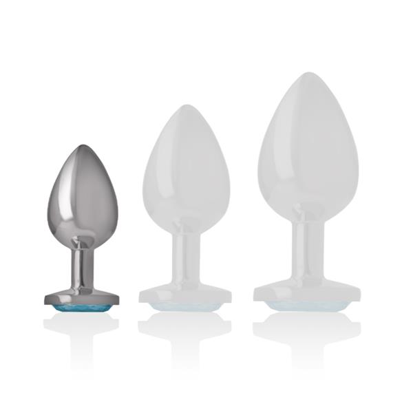 ALUMINUM METAL ANAL PLUG WITH BLUE CRYSTAL SIZE S