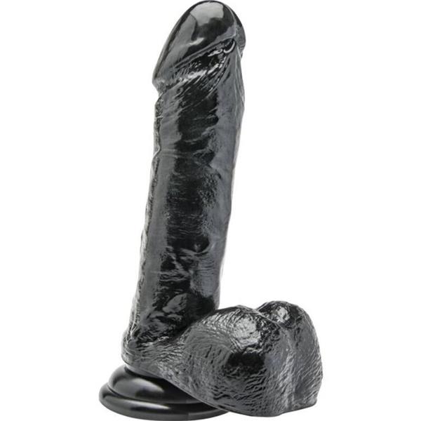 DILDO 18 CM Z JAJCI ČRN