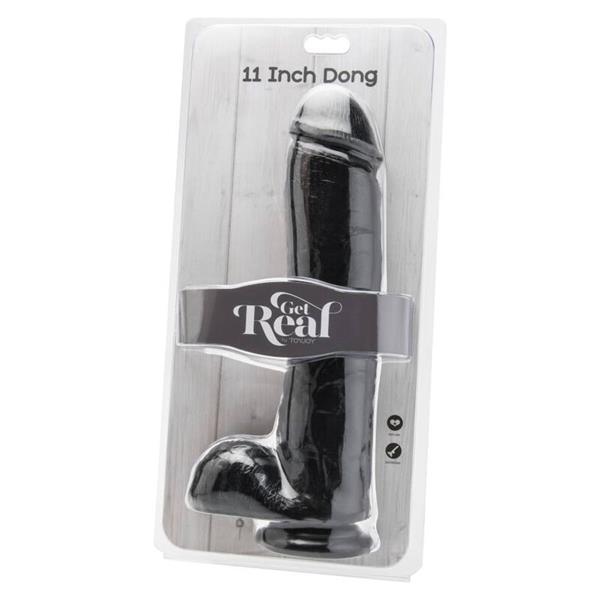 DILDO 28 CM Z JAJCI ČRN