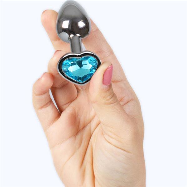 METALNI ANALNI PLUG MODRA SRCE MAJHNE VELIKOSTI 7 CM