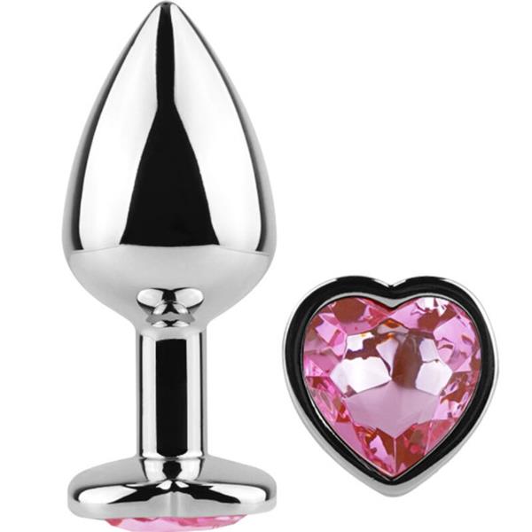 METAL BUTT PLUG FUCHSIA HEART SMALL SIZE 7 CM