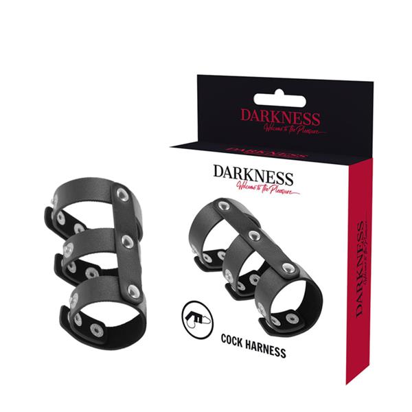 ADJUSTABLE LEATHER DOUBLE PENIS AND TESTICLE RING