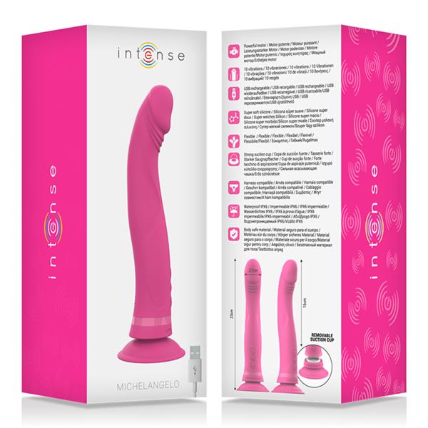 MICHELANGELO PINK SILICONE VIBRATOR DILDO