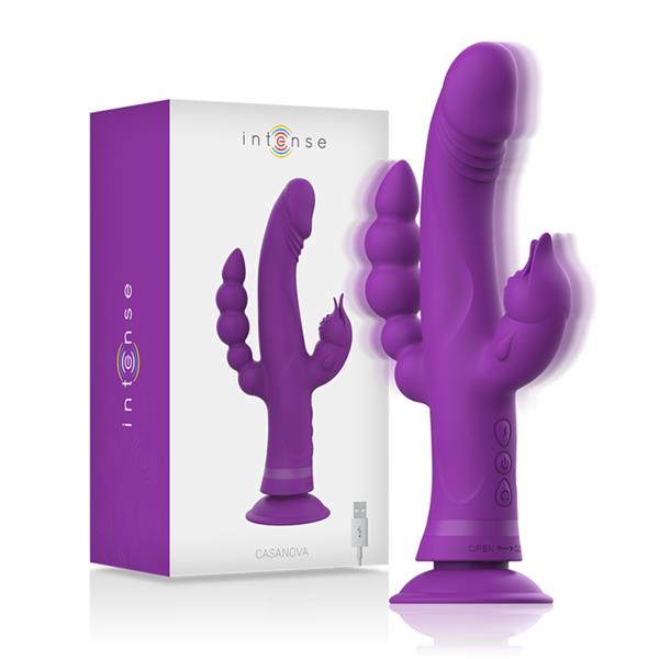 CASANOVA RABBIT SILICONE VIBRATOR TRIPLE MOTOR PURPLE