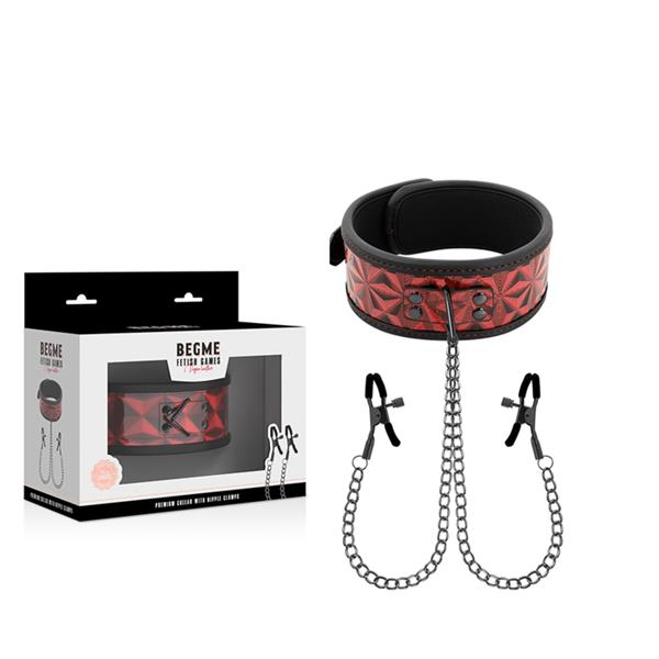 RED EDITION COLLAR WITH NIPPLE CLAMPS WITH NEOPRENE LINING