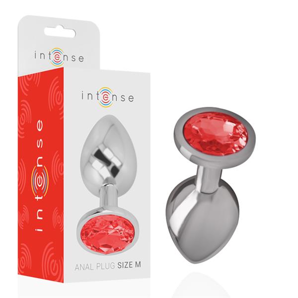 METAL ANAL PLUG WITH RED CRYSTAL SIZE M