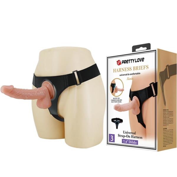 HARNESS BRIEFS UNIVERSAL HARNESS WITH DILDO KEVIN 19 CM NATURAL