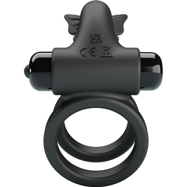 DOUBLE VIBRATING RING WITH BLACK STIMULATOR
