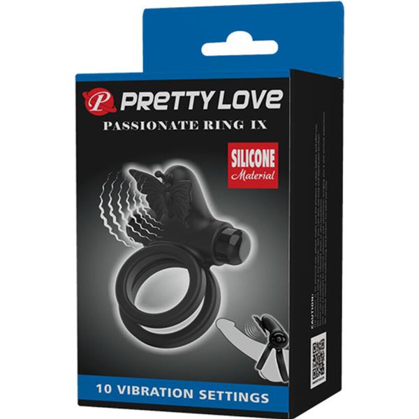 DOUBLE VIBRATING RING WITH BLACK STIMULATOR