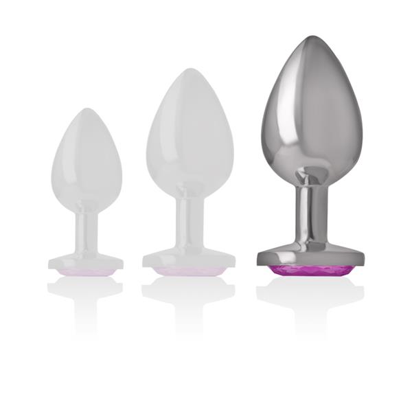 ALUMINUM METAL ANAL PLUG PINK HEART SIZE L