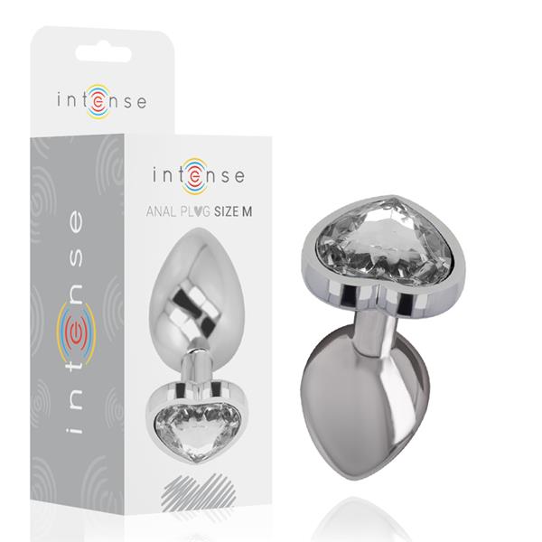 ALUMINUM METAL ANAL PLUG WHITE HEART SIZE M