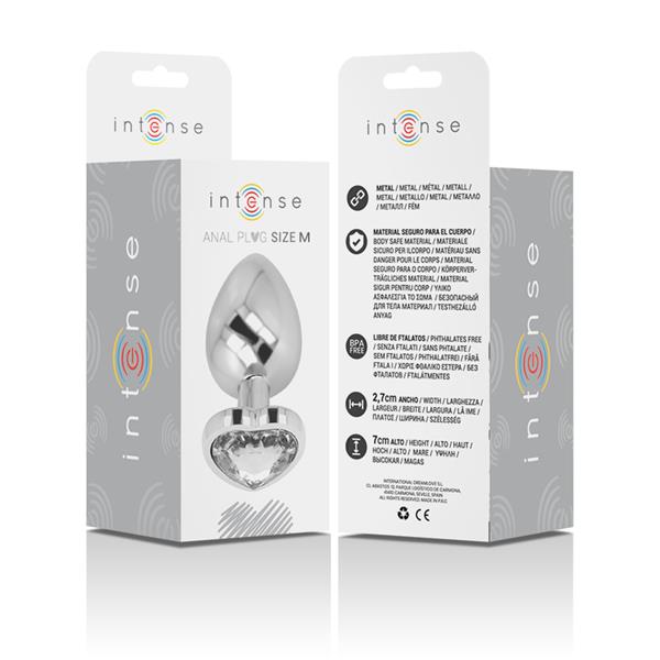ALUMINUM METAL ANAL PLUG WHITE HEART SIZE M