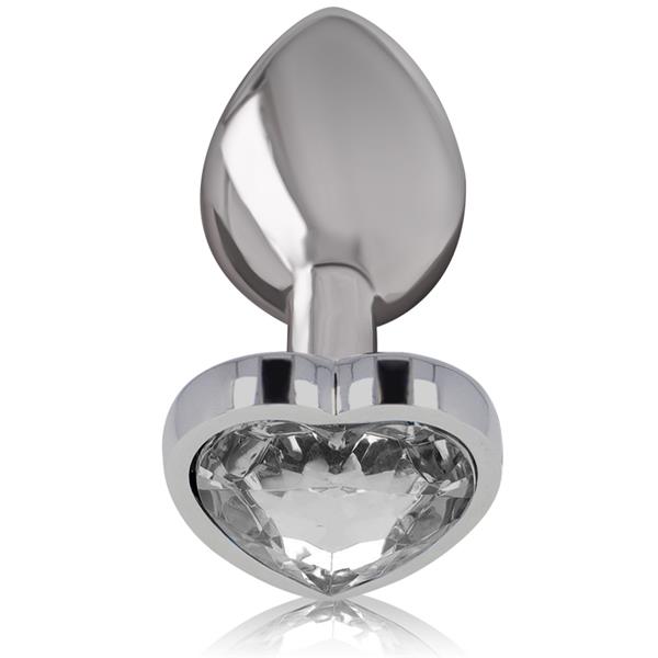 ALUMINUM METAL ANAL PLUG WHITE HEART SIZE M