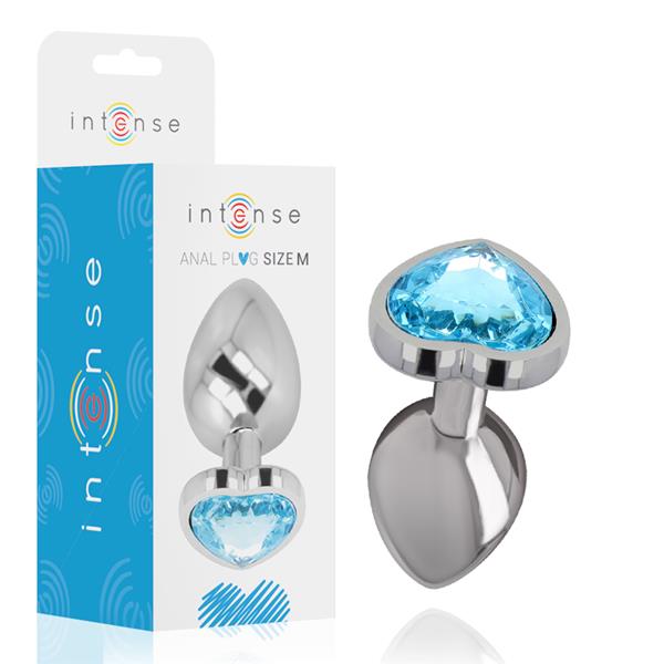 ALUMINUM METAL ANAL PLUG BLUE HEART SIZE M