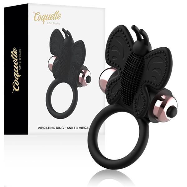 COCK RING BUTTERFLY WITH VIBRATOR BLACK/ GOLD