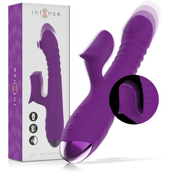 IGGY MULTIFUNKCIONALNI POLNILNI VIBRATOR GORE IN DOL S KLITORALNIM STIMULATORJEM PURPLE