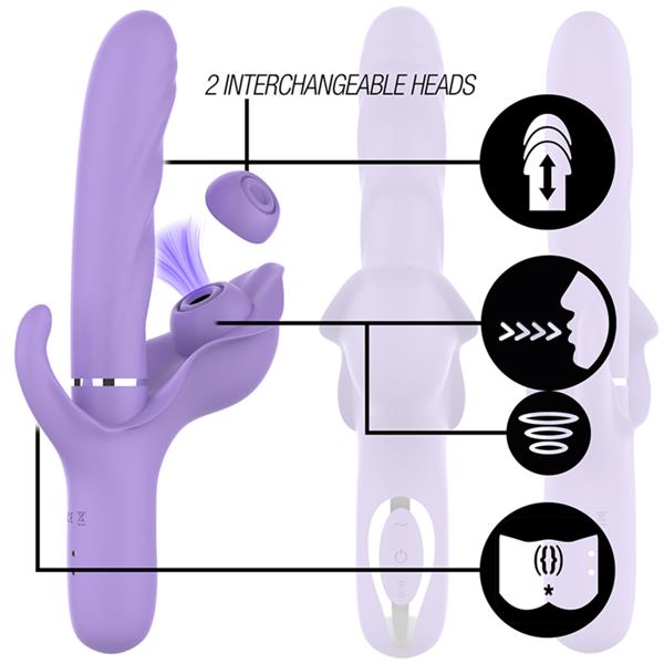 BILLIE MULTIFUNCTIONAL RECHARGEABLE SUCTION VIBRATOR WITH PURPLE PUSH BUTTON