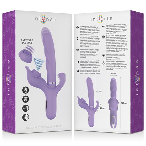 BILLIE MULTIFUNCTIONAL RECHARGEABLE SUCTION VIBRATOR WITH PURPLE PUSH BUTTON