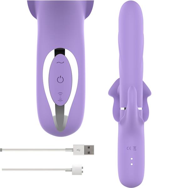 BILLIE MULTIFUNCTIONAL RECHARGEABLE SUCTION VIBRATOR WITH PURPLE PUSH BUTTON