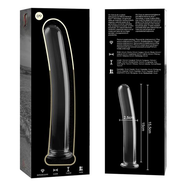 MODEL 9 DILDO BOROSILICATE GLASS CLEAR 15.5 CM -O- 2.5 CM
