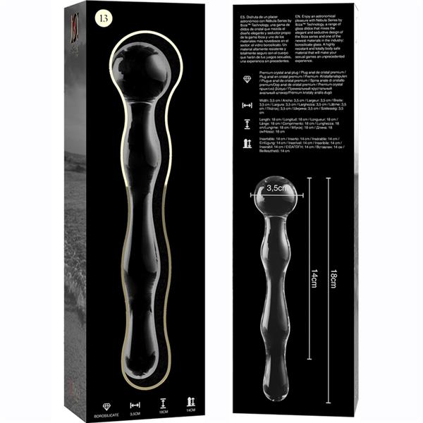 MODEL 13 DILDO BOROSILICATE GLASS CLEAR 18 CM -O- 3.5 CM
