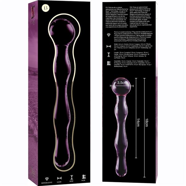 MODEL 13 DILDO BOROSILICATE GLASS CLEAR 18 CM -O- 3.5 CM