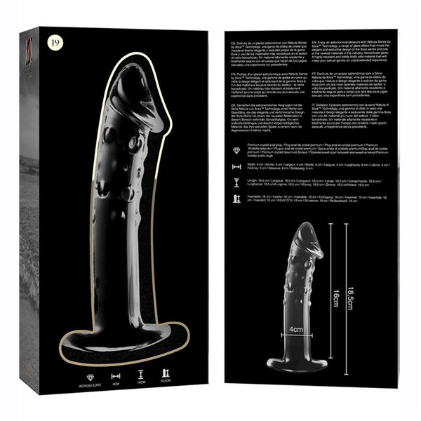 MODEL 19 DILDO BOROSILICATE GLASS CLEAR 18.5 CM -O- 4 CM