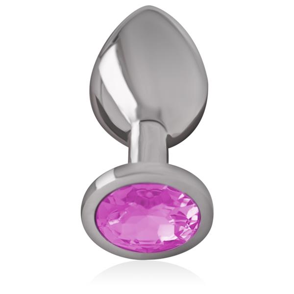 ALUMINUM METAL ANAL PLUG WITH PINK CRYSTAL SIZE L