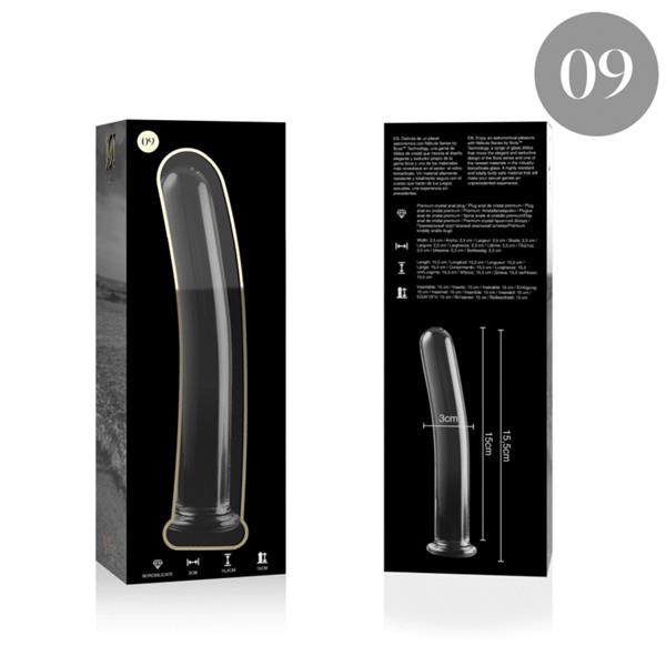 MODEL 9 DILDO BOROSILICATE GLASS CLEAR 15.5 CM -O- 2.5 CM