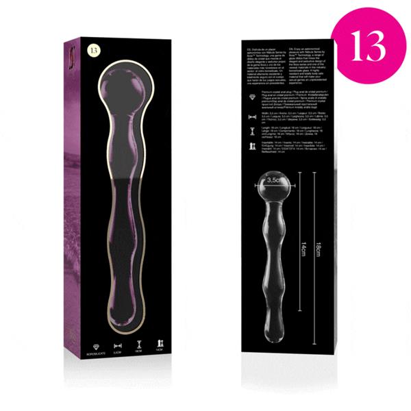MODEL 13 DILDO BOROSILICATE GLASS CLEAR 18 CM -O- 3.5 CM