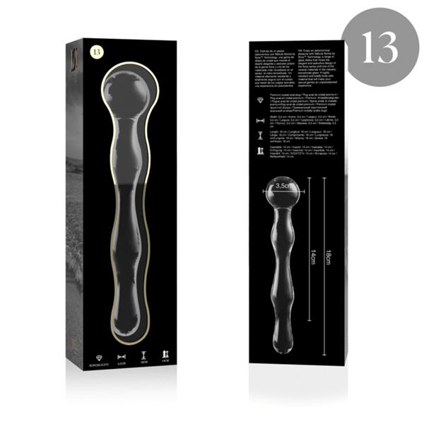 MODEL 13 DILDO BOROSILICATE GLASS CLEAR 18 CM -O- 3.5 CM