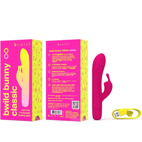 BWILD BUNNY INFINITE CLASSIC RECHARGEABLE VIBRATOR PINK SILICONE