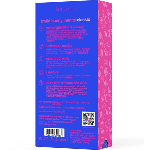 BWILD BUNNY INFINITE CLASSIC RECHARGEABLE VIBRATOR MODRA SILIKON