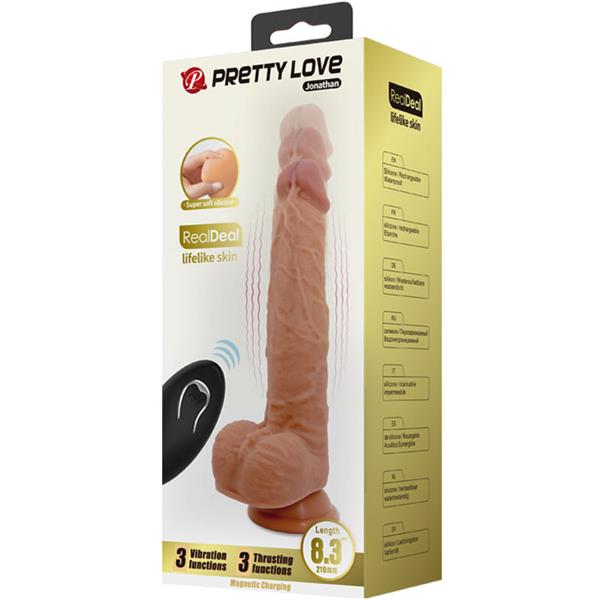 JONATHAN SILICONE DILDO 3 VIBRATIONS + 3 INSERTION MEASUREMENTS REMOTE CONTROL 21 CM